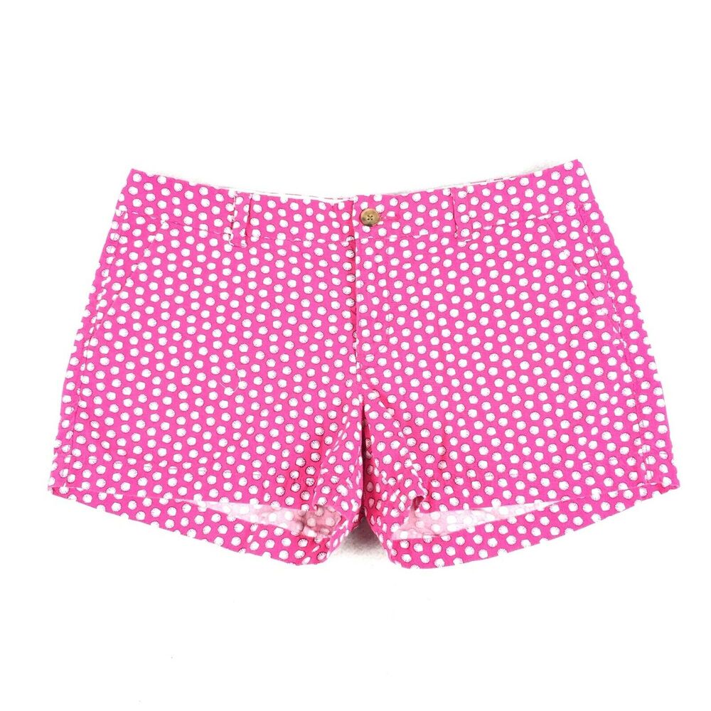 Old Navy 3" Chino Shorts 8 Seashell Print Dark Pink White Casual Khaki Beach M